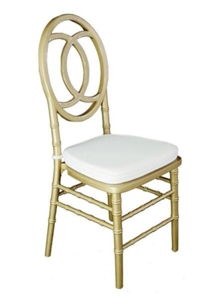 Chanel Chair - Gold with White Seat Pad
