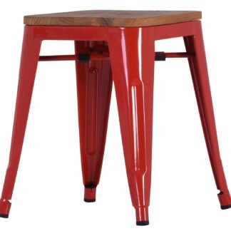 French Industrial Low Stool - Red